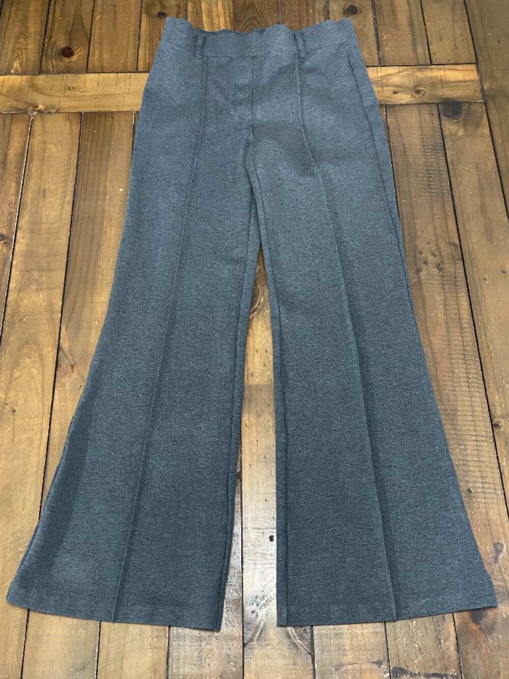 Quince Charcoal Gray Ultra-Stretch Ponte Flare Pants M - Picture 1 of 7